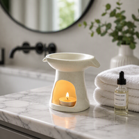 Diffuseur d'arômes en céramique vintage unique personnalisé, chauffe-huile essentielle, brûleur de cire fondue avec poignée design