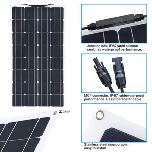 100W Semi Flexible Solar Panel Marine Flexible Solar Panels For Travel Turism Car roof, Yacht, Boat, Sailboats, Motorhome, RV,