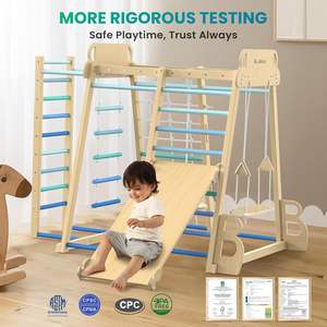 202502 Gimnasio Interior Inspirado en Montessori, Juego de Madera para Escalar con Tobogán para Niños, para Uso en Casa, Escuela, Parque o Dormitorio - Product Image 6