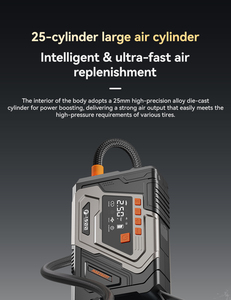 Démarreur de voiture portable 12V en métal, compresseur d'air, booster de batterie, gonfleur de <span class=keywords><strong>pneus</strong></span>, pompe à air tout-en-un, batterie externe - Product Image 4