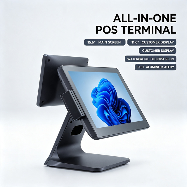 Commercial Service Dual Screen 15.6+11.6 Inch Equipment Payment Terminal Desktop Cash Register POS System Windows Point of Sales