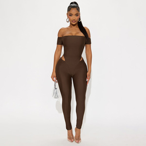 Einfarbiger, schlichter, modischer, schlanker, sexy, neuer Stretch-Yoga-<span class=keywords><strong>Jumpsuit</strong></span> aus Viskose/Polyester, nahtlos, mit Spaghettiträgern, durchgehend. - Product Image 1