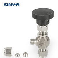 Mini 316 En acier inoxydable 1/4 "SS316 Panneau De Montage Forgé Intégral Compression Type D'angle à Double Virole Vanne À Pointeau