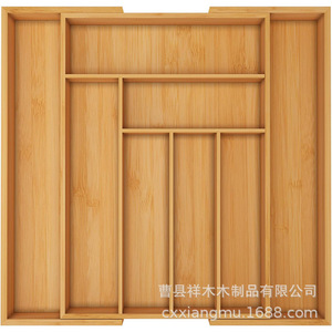 Wooden <b>Drawer</b> Organizer Expandable Rectangular Natural Wood Color <b>Storage</b> For Kitchen Tableware - Product Image 3