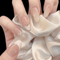Faux ongles exquis pour filles, couleur nude, forme amande, style Ins, 30 pièces, ongles pré-faits