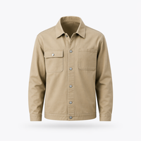 Nouvelle veste cargo en sergé pour homme Printemps 2026, style streetwear rétro américain, multi-poches, col rabattu uni, en coton