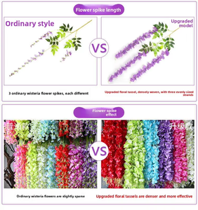Guirnaldas <span class=keywords><strong>de</strong></span> <span class=keywords><strong>Flores</strong></span> Artificiales <span class=keywords><strong>de</strong></span> Glicinia y Flor <span class=keywords><strong>de</strong></span> Frijol al por Mayor Directo <span class=keywords><strong>de</strong></span> Fábrica, Enredaderas Decorativas para Bodas, Ratán Floral Colgante para Techos Interiores - Product Image 2