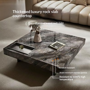 Leicht Luxuriöser Hochwertiger Minimalistischer Wohnzimmertisch Quadratische Form Marmor-Couchtisch BTCT008 Geeignet für Wohnzimmer oder Apartment - Product Image 2