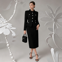 Robe moulante élégante en tweed ZYHT 75327 2026, col carré, taille cintrée, fente latérale, noir, rose, blanc, tenue de soirée haut de gamme pour femmes