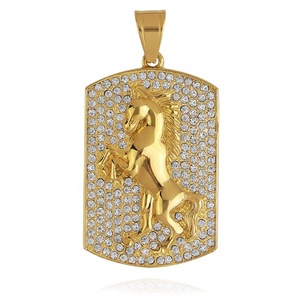 Colliers pendentifs motif cheval, plaqué or PVD, breloques en cristal CZ, bijoux en acier inoxydable pour fournisseurs - Product Image 2