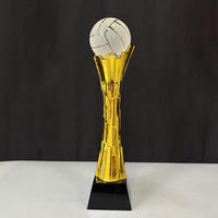 Trophée de cristal personnalisé en gros avec logo en résine dorée pour événements sportifs (football, volleyball, cricket, basketball) MH-MJ0728