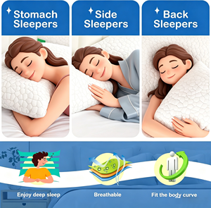 Almohadas <span class=keywords><strong>de</strong></span> Lujo <span class=keywords><strong>de</strong></span> Espuma Viscoelástica Triturada para Dormir <span class=keywords><strong>de</strong></span> Lado, Frescas, No Planas, Firmes, Cervicales, para Alivio del <span class=keywords><strong>Dolor</strong></span> <span class=keywords><strong>de</strong></span> <span class=keywords><strong>Cuello</strong></span> en Dormidores Laterales - Product Image 5