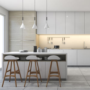 Armoires Shaker blanches à haute brillance Usine personnalisée de luxe Unités de cuisine simples imperméables populaires modernes - Product Image 3