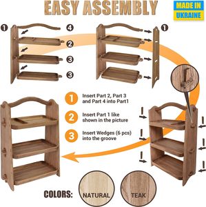 Three-Layer Wooden Standing Type Non-Folding <b>Storage</b> Rack <b>for</b> <b>Kitchen</b> Seasoning <b>Storage</b> Easy Installation - Product Image 2