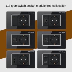 Cheminée de haute qualité panneau blanc brossé norme ue 146 Type 16A prise de commutateur mural allemand 3 broches avec 2 ports USB - Product Image 6