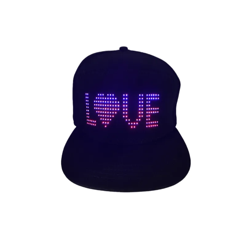 Hot Sale APP control Rechargeable Washable Full color luminous Rave lighting Party Christmas led hat