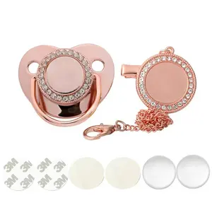 Hot Sublimation Pacifier Custom Diamond Bling Silicone Infant Nipple BPA Free Unique Pacifier