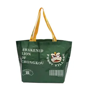 Custom large storge plastic tote bag eco-friendly fashionable green shoulder bags shopping bags with handle