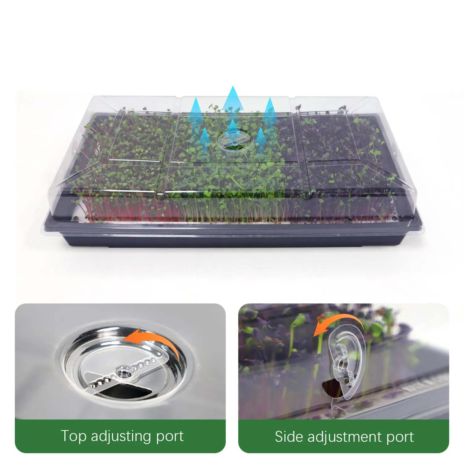 1020マイクログリーンプランタートレイブラックプラスチック植物苗発芽成長苗床繁殖種子スターター水耕栽培トレイ