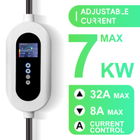 Chargeur EV portable 7KW 16A 32A Type1 Type2 GB/T, réglable, contrôle par application, IP55, prise Schuko, utilisation domestique et extérieure