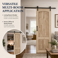 Pintu Gudang 96 inci, Kayu Spruce Solid 2 Panel Arch-Top, Sudah Terpasang, Tebal 1,38 inci, Interior Belum Finishing, Untuk Penggunaan Hotel, Gaya Farmhouse (Hanya Panel)