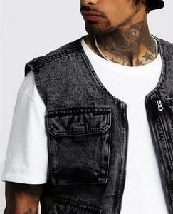 <span class=keywords><strong>Gilet</strong></span> <span class=keywords><strong>sans</strong></span> manches veste hommes vente en gros Multipocket Streetwear mode hommes utilitaire Denim <span class=keywords><strong>gilet</strong></span> - Product Image 3