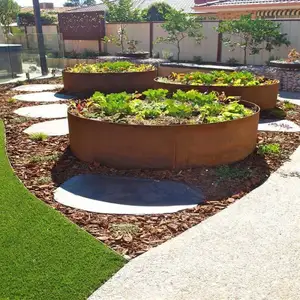 Borde de jardín al aire libre borde de metal de acero corten para paisajismo hierba jardín ventana caja flor cama comedero rectángulo