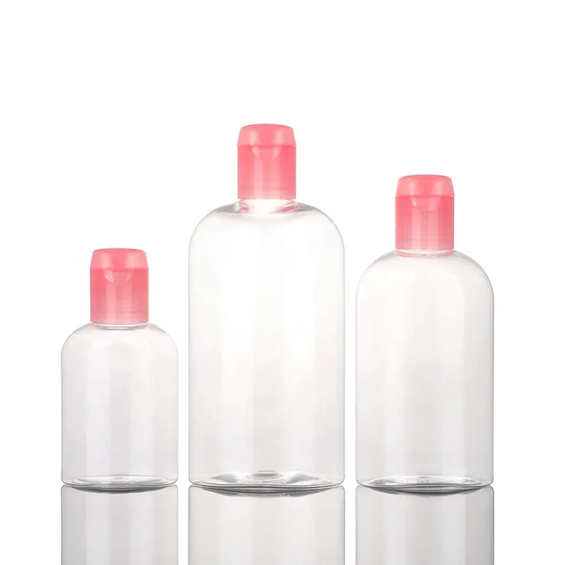 Transparenter Kunststoff 100ml 200ml 300ml leere PET-Flach lotion flasche Plastiks hampoo für Toner mit Flip-Cap
