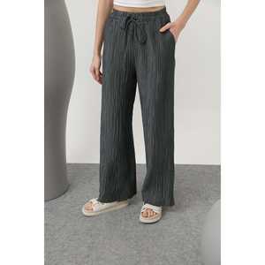 กางเกงขายาวเอวสูงทรงขากว้างสำหรับผู้หญิง สีมิงค์ ระบายอากาศได้ดี เอวยางยืด - Product Image 6