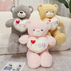 Großhandel Gefüllte Benutzer definierte Braune Liebe Teddybär Niedlicher Weicher Plüsch Niedriger Preis 60cm Rosa Liebe Riesiger Teddybär Tiers pielzeug Teddybär