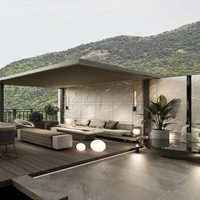 Pergola motorisée en alliage d'aluminium avec revêtement en poudre, imperméable, avec toit automatique pour usage extérieur, design naturel écologique