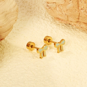SC Dainty minuscules boucles d'oreilles en acier inoxydable doux vis dos plats boucles d'oreilles pastèque boucles d'oreilles arc pour femmes filles - Product Image 3