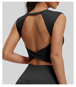 Nouveau soutien-gorge de sport respirant ajouré noué à fort maintien et décolleté en V profond 2026, <span class=keywords><strong>sous</strong></span>-vêtement de yoga détachable pour <span class=keywords><strong>femme</strong></span> - Product Image 5
