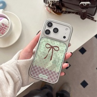 Coque de téléphone créative style INS vert menthe à pois avec nœud papillon pour Apple 17 Pro Max, iPhone 16, 15/14P, 13