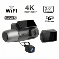 Cámara para Auto de 3 Canales 4K+1080P+1080P con Sensor Sony IMX675, Procesador Novatek 96560, WiFi 5G, GPS y Triple Lente