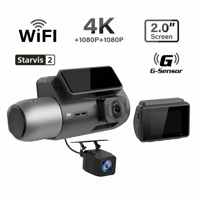 3 Channels Dash Cam 4K+1080P+1080P Sony IMX675 Sensor Novatek 96560 Processor Car Camera 5G WiFi GPS Triple Lens Dashcam for Car