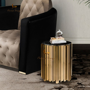 โต๊ะกาแฟสไตล์โมเดิร์นพร้อมโครงชุบทอง เฟอร์นิเจอร์ห้องนั่งเล่น ปรับแต่งขนาดและดีไซน์ได้ รับประกัน 3 ปี - Product Image 1