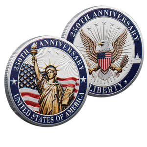 Koin Peringatan 3D Berlapis Edisi Ulang Tahun ke-250 Amerika Serikat, Kerajinan Logam Premium Desain Warna-warni/Sederhana, Suvenir Dekorasi Rumah, Hadiah - Product Image 4