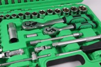 Set Perkakas Soket Bit S2 72 Gigi 1/4 dan 1/2 Inci, 82 Pcs, Warna Hijau Nikel Mutiara, Ringkas dan Kompak untuk Perbaikan Mobil