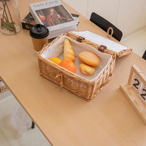 <span class=keywords><strong>Cesto</strong></span> portaoggetti rettangolare rustico in <span class=keywords><strong>vimini</strong></span> personalizzato, multiuso, con coperchio intrecciato a mano e rivestimento in tessuto - Product Image 3