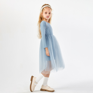RTS Wholesale Fall Colorful Round Neck Tulle Casual Long Sleeve <strong>Kids</strong> Baby Girls <strong>Dress</strong> for 3-8 Years - Product Image 4