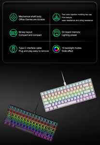 Clavier mécanique Free Wolf K84 pour ordinateur portable, jeu, lumineux, personnalisable, hot-plug, esports, clavier mécanique filaire - Product Image 5