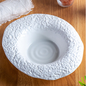 Assiettes à <span class=keywords><strong>soupe</strong></span> au <span class=keywords><strong>design</strong></span> rocheux irrégulier, bols à dessert en porcelaine blanche pour la vaisselle de restaurant - Product Image 4
