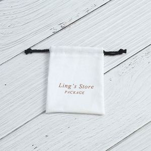 Factory Direct Supply Custom Logo Minimalist Style Bundle Pocket Jewelry Storage Bag <b>Thick</b> Cotton Drawstring Gift Packaging Bag - Product Image 4