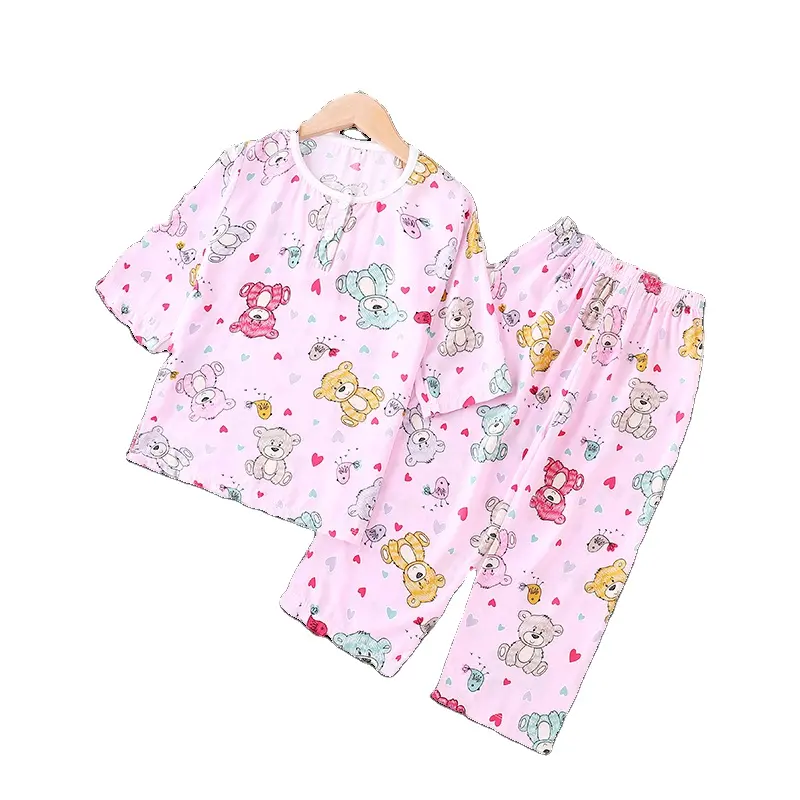 Pijamas de seda para niños, ropa de verano, calidad estable