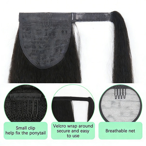 Queue de cheval en cheveux humains de 30 pouces, lisse, longue et volumineuse, à clipser, extension de cheveux de 60g pour femmes - Product Image 4