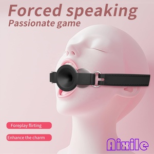 Arnés con mordaza de bola suave para juegos de garganta profunda, mordaza bucal BDSM para entrenamiento de juegos de rol en pareja, juguetes de restricción BDSM, mordazas <span class=keywords><strong>sexuales</strong></span> - Product Image 5