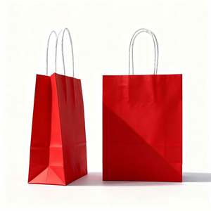 Sac en papier d'emballage alimentaire à fond plat personnalisé KM, écologique, kraft/blanc/achats/cadeaux/café, avec poignée - Product Image 2