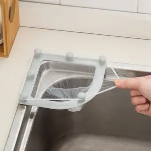 Corner Sink Plastic Strainer Kitchen Triangular Sink Strainer Drain Triangle Filter Holder Kitchen Leftovers Filter with Bags