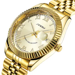 Relógio de luxo masculino à prova d'água, calendário de vendas sofisticado, cor dourada, moda masculina